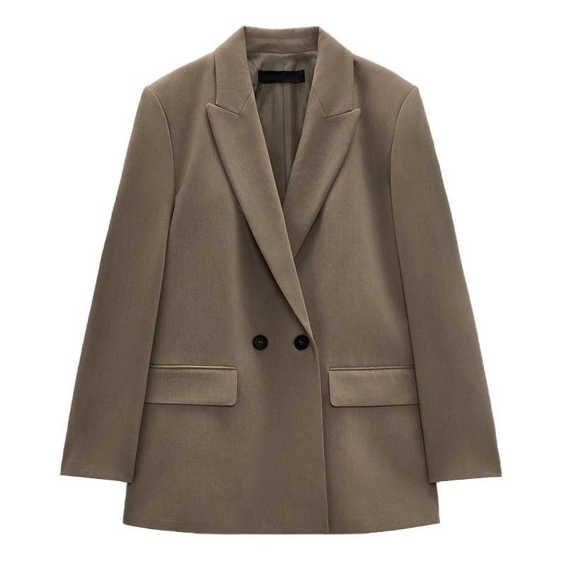 Za New Fall Women's Clothing Work Clothing Casual Polo Collar Long Sleeves Double Breasted Loose Suit Jacket 2753132
