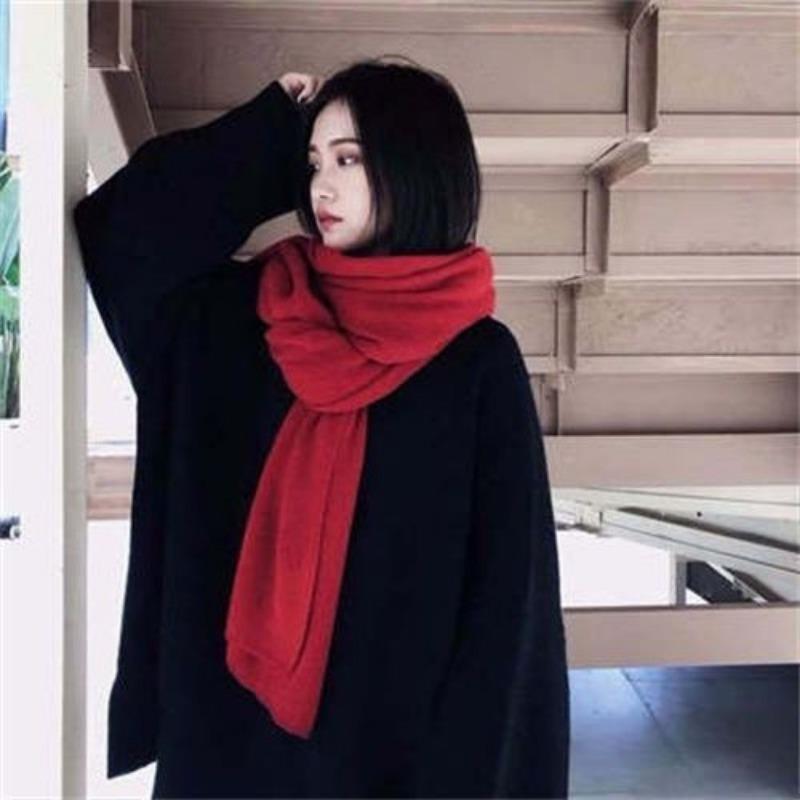 

Couple s Solid Color Knitted High-End Scarf Women s Autumn Winter Thickened Warm Student Soft Girl Neck Warmer Men s Versatile Shawl
