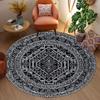 Black & White Geometric Vintage-Inspired Round Area Rug Perfect for Living Room or Bedroom Decor Classic Elegant Rug