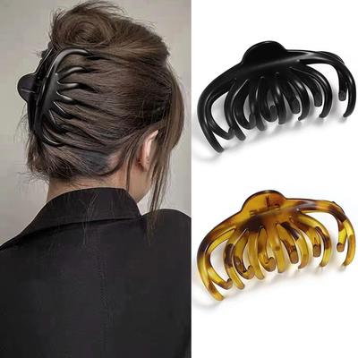 Fuyunohi Cabelo Preso Cabelo Coreano Conjunto de Presilhas Simples e da Moda Pretas e Castanhas, Grandes, Presilhas, Estilo, Estiloso, 2, Elegante, Acessórios Femininos,