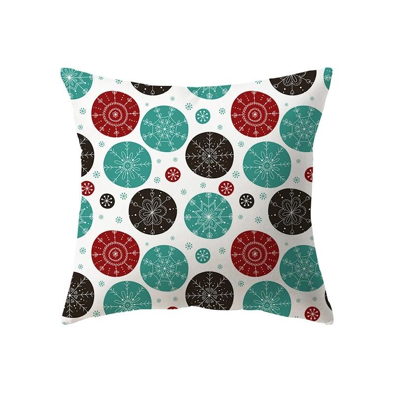 Christmas Decoration Santa Claus Print Pattern Cushion Cover Home Living Room Sofa Square Pillow Cover