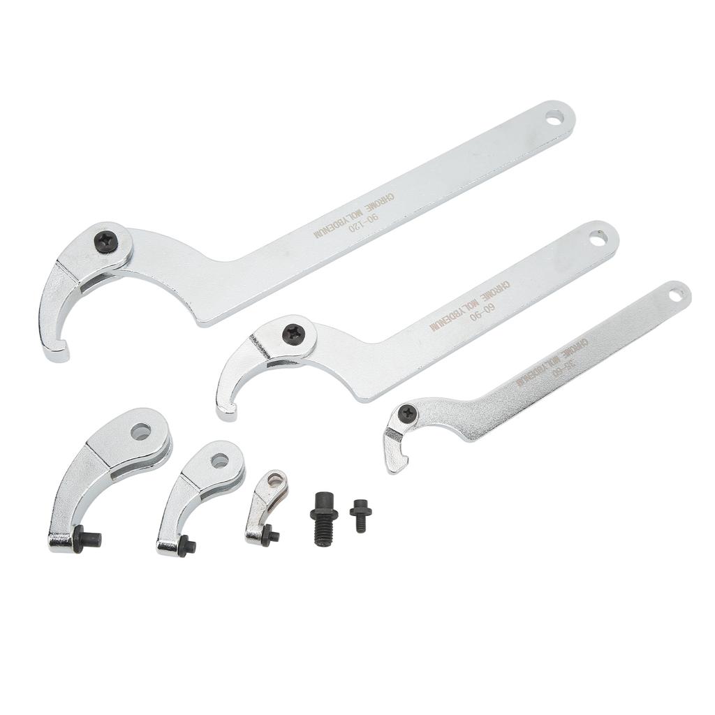 8 Pcs Adjustable Hook Pin Wrench 35‑120mm C Hook Round Head Spanner Set for Motorcycle Dirt Bike