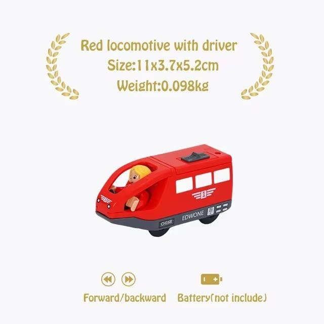 

Magnetic Train Toys Electric Car Locomotive Diecast Slot Wooden Railway Accessories fit for Brand Wooden Tracks Kids Toys красный