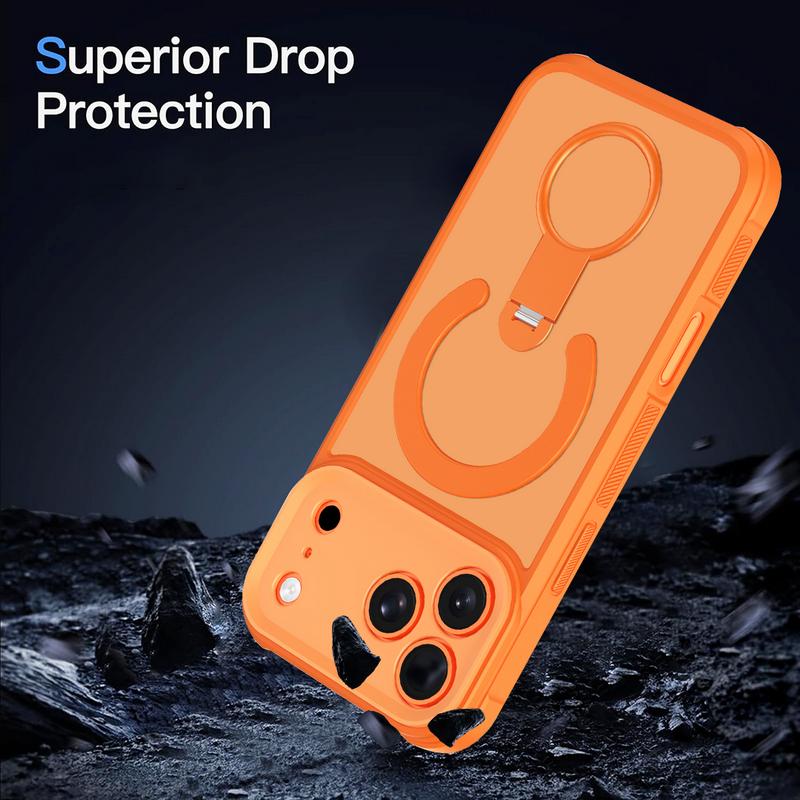 Magnetic For Magsafe Stand Phone Case For iPhone 17 Pro Max 16 15 14 13 Luxury 360 Rotating Ring Holder Protection Shockproof Cover
