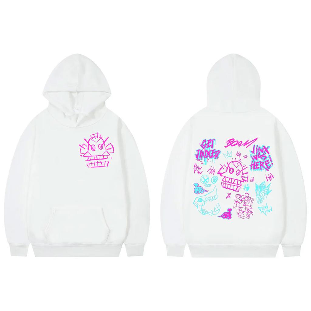 Game Anime Jinx Graffiti Print Hoodie Harajuku Oversized Clothing Pullovers Men Women Fashion Hooded Sweatshirts