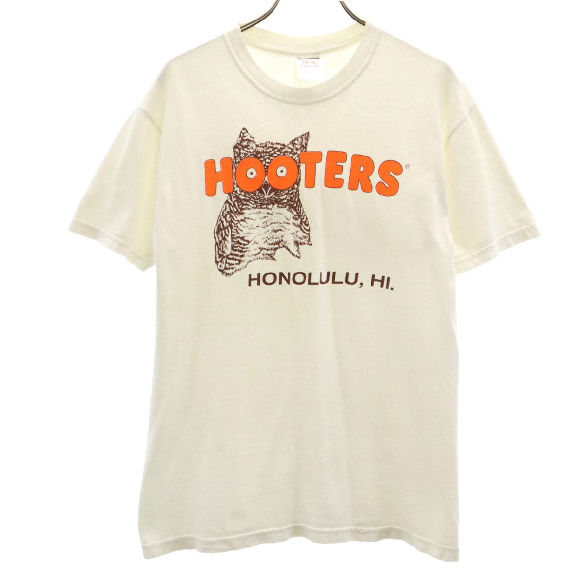 

JERZEES 00s Old HOOTERS Owl Print Short sleeve T-shirt S off white animal Men s Used
