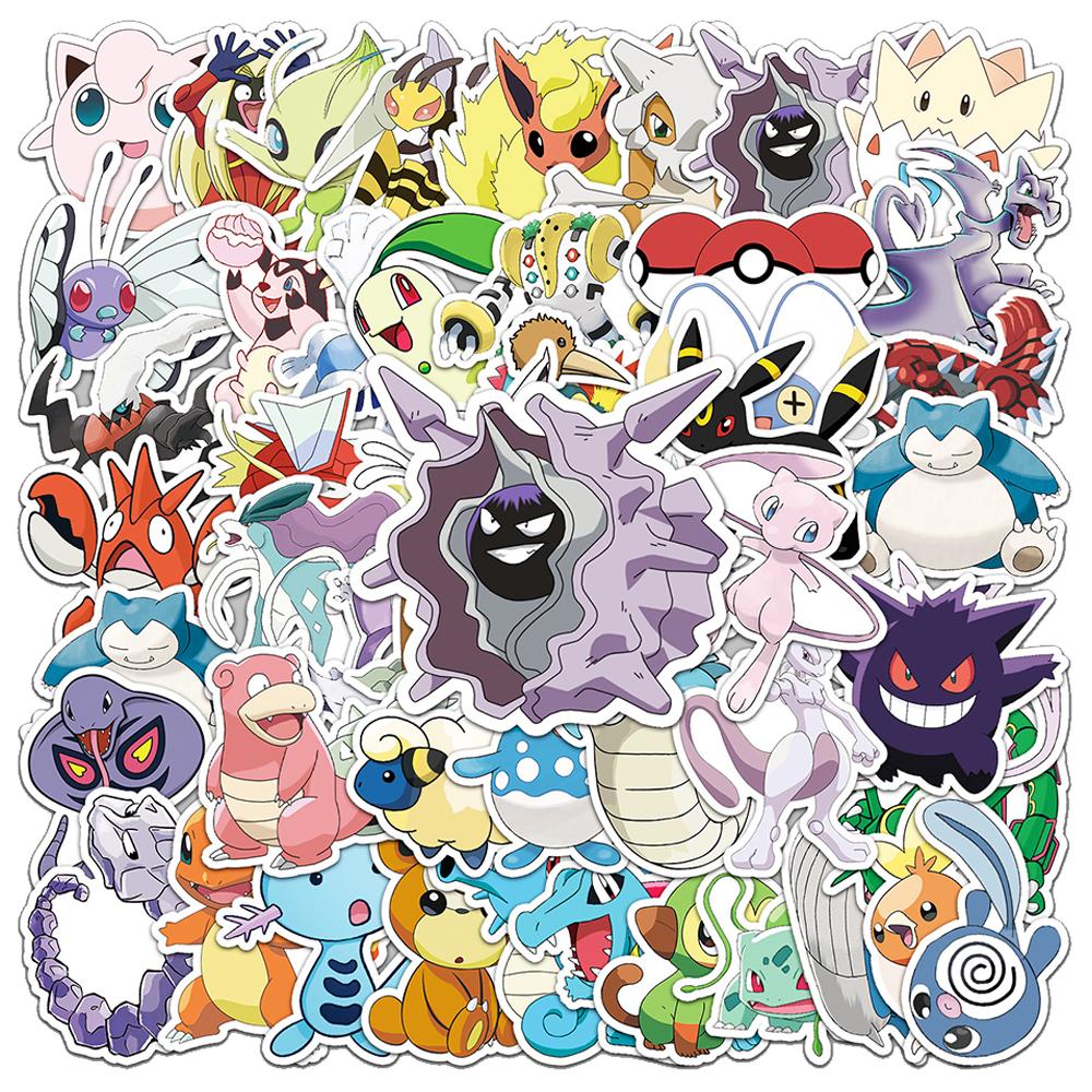 10/30/50pcs Cartoon Stickers Cute Pikachu Waterproof Decals DIY Guitar Skateboard Stationery Japanese Anime Sticker Pack