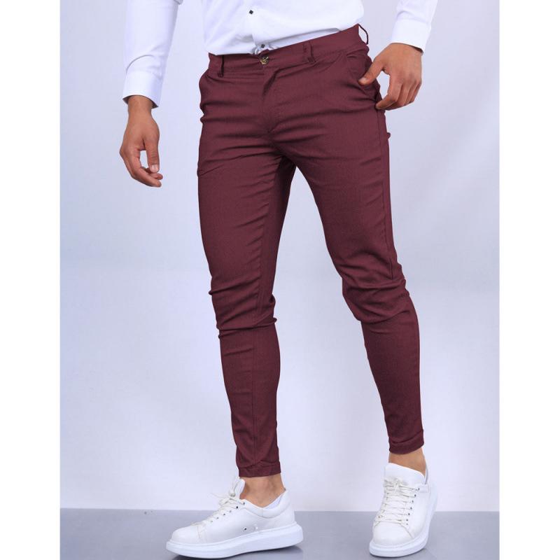 Pantaloni da uomo casual da lavoro a vestibilità slim, texture europea e americana