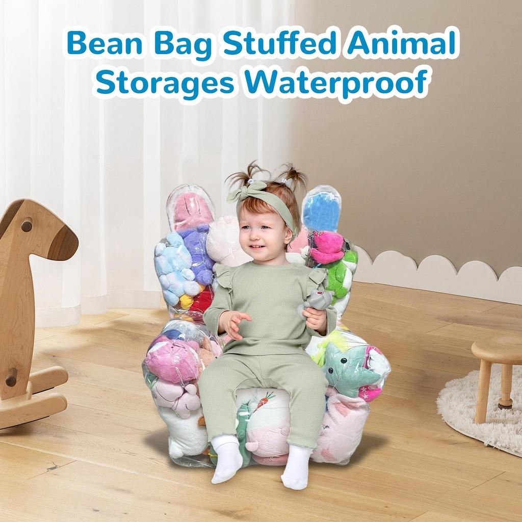 45x35x30cm/100x95x90cm PVC Stuffed Animal Bean Bag Storage Waterproof Stuffed Animal Bean Bag Cover Organizer(Not With Toys)