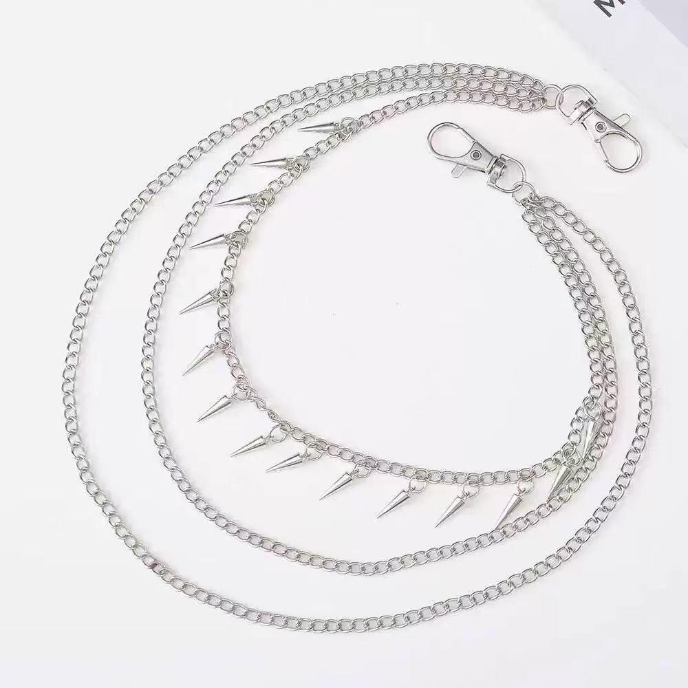 Punk Style Rivet Chain Pants – Geometric Metal Hip Hop Unisex Accessory