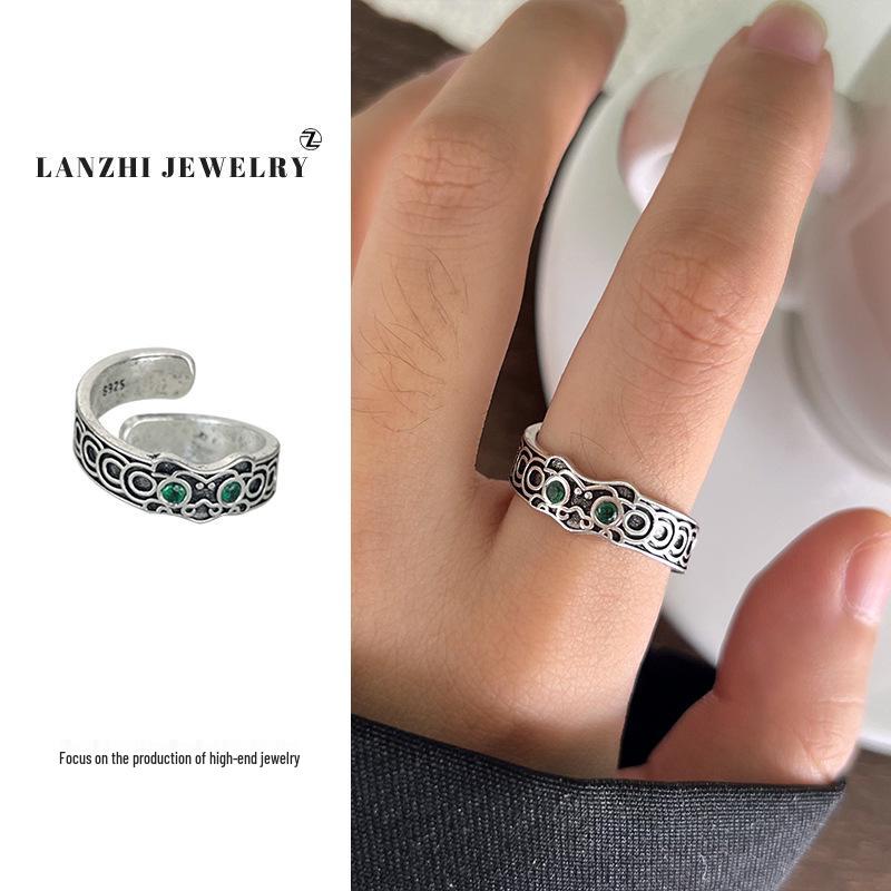 Bague chat Lanzhi en argent sterling 925 – Bijou de luxe léger pour index ouvert