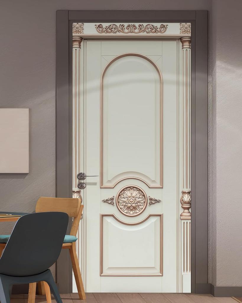 5Stlye Vintage Door Peel and Stick Door Sticker Mural Self-Adhesive Removable Waterproof Vinyl Door Decal for Bedroom and Living Room Wall Decoration