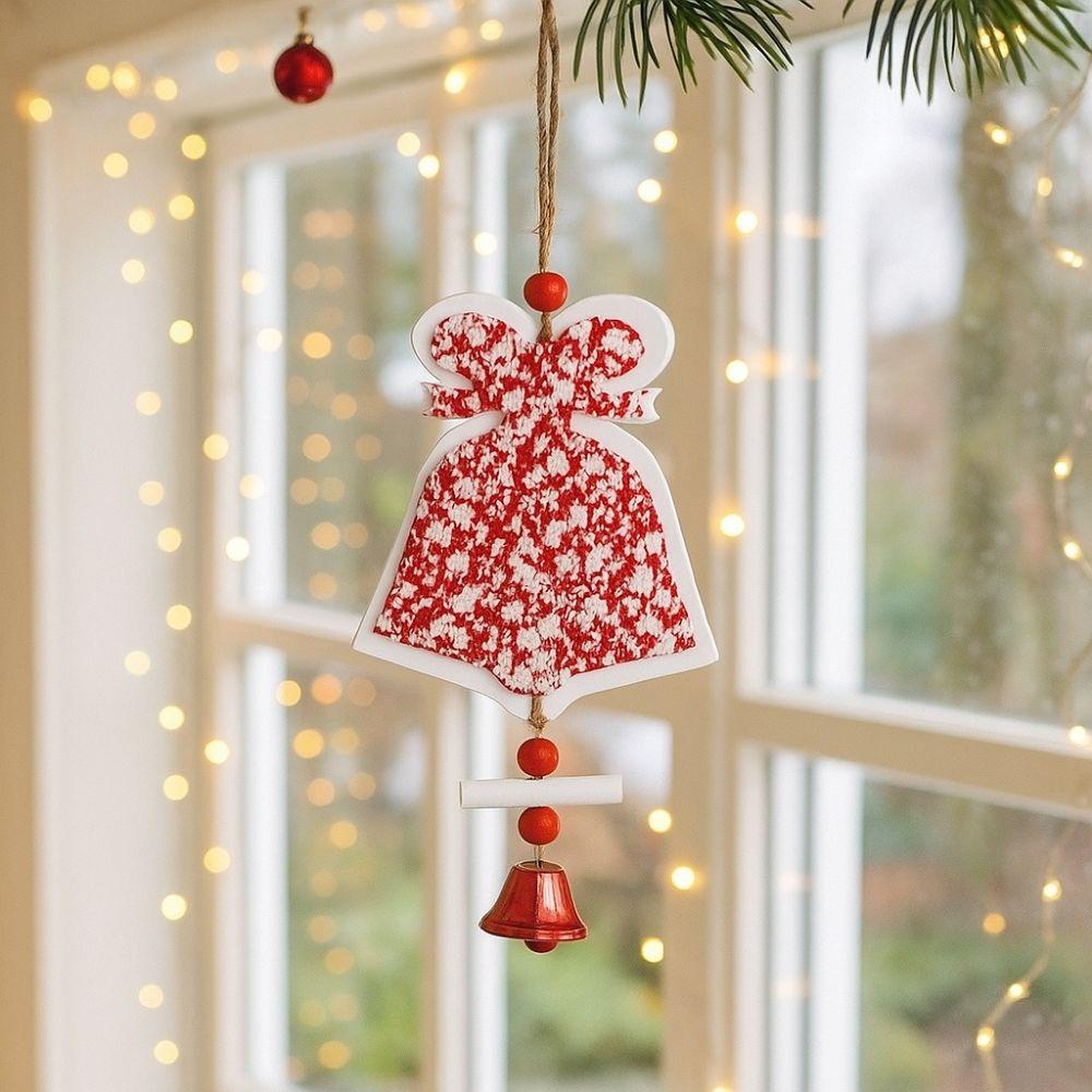 Wood Christmas Bells Pendants Decorative Star Car Ornament Xmas Tree Star Ornaments  Party