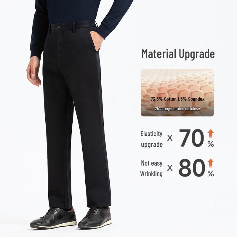 Langdeng Men's Business Casual Stretch Straight Leg Pants