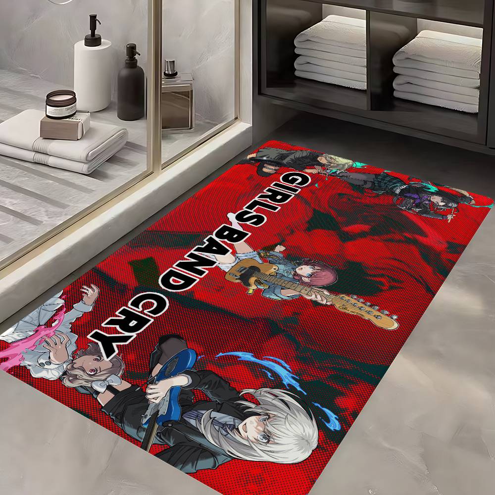 Anime Band Girls Band Cry Door Mat Washable Non-Slip Living Room Sofa Chairs Area Mat Kitchen Doormat Area Rug