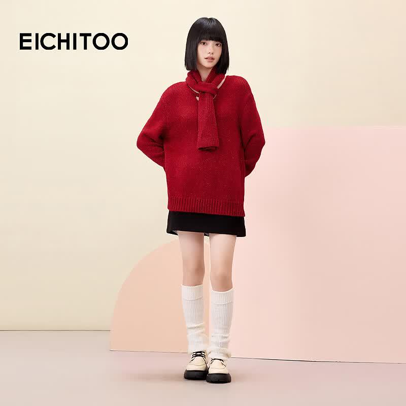 EICHITOO Women's V-Neck Knit Base Layer Top