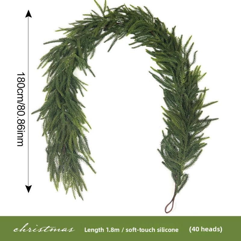 Artificial Soft Rubber Simulation Green Plant, Vine and Vine Home Christmas Door Hanging Pine Needle Decorative Pendant