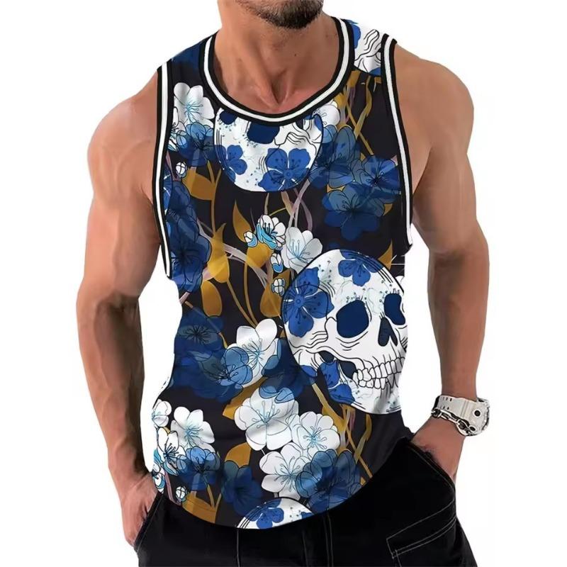 Fashion Floral Graphic Tank Top for Men Trend Summer Sleeveless 3D Flower Printed Vest Tees Loose Streetwear Breathable Tops