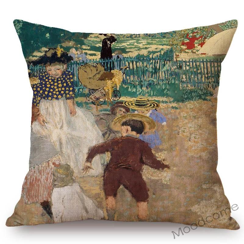 French Painter Edouard Vuillard Abstract Impressionism Home Decorative Oil Painting Sofa Throw Pillow Cases Linen Cushion Cover