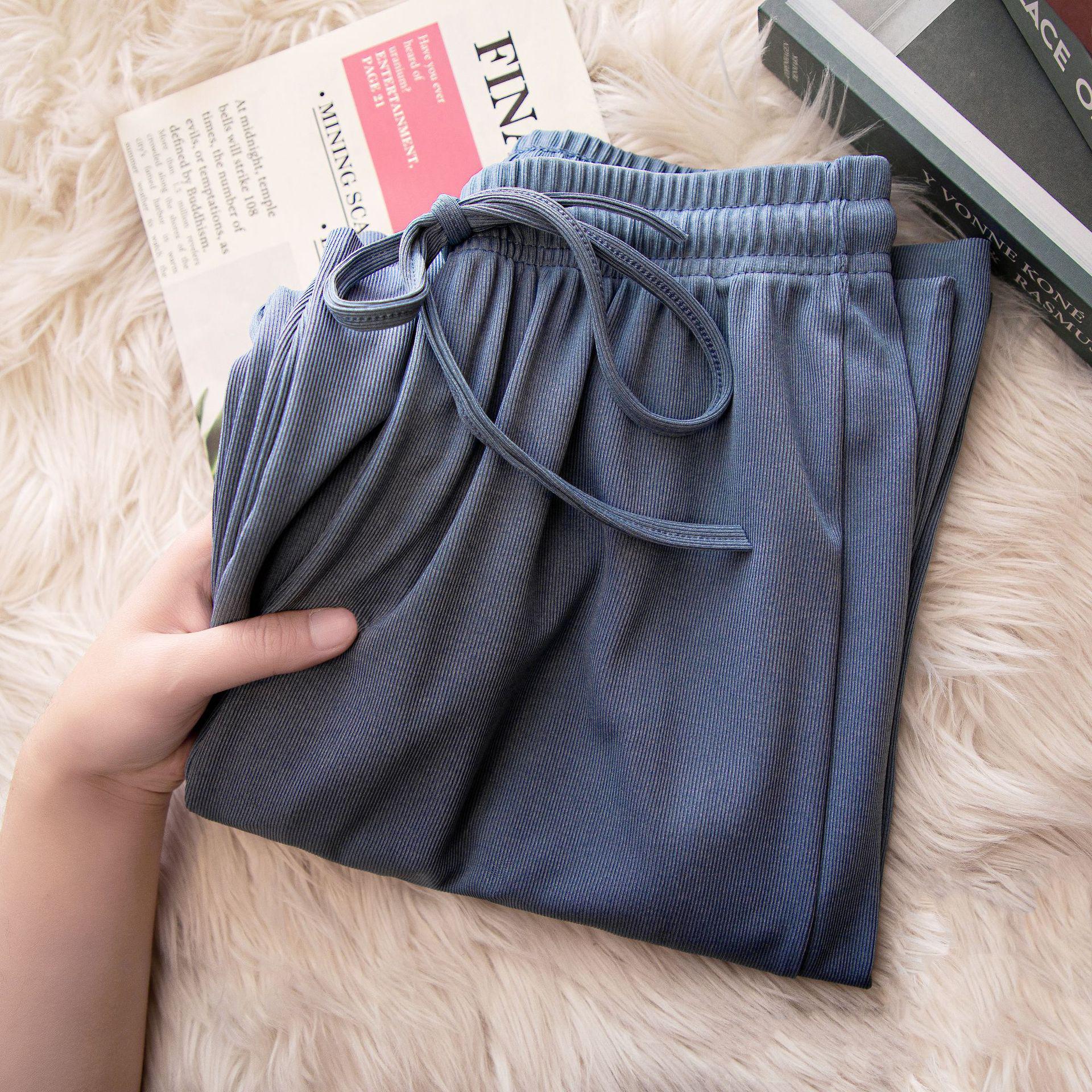 Ice Silk High Waist Women s Summer Wide Leg Trousers - Slimming, Loose, Straight Leg, Casual Fit XXL