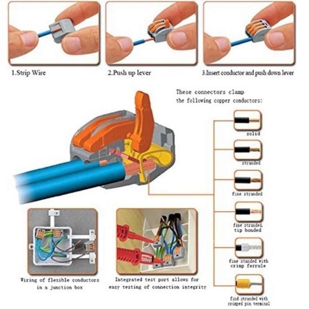 10Pcs Wire Connectors, Lever Nut Connector, Mini Electrical Connectors,Splicing Type Quick Terminal Block Spring Connector