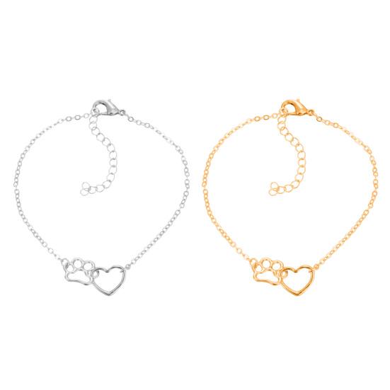 Necklace Pendant Hollow Paw Heart Linking Shape Solid Color Stainless Colorfast Adjustable Chain Lady Neck Jewelry Necklace