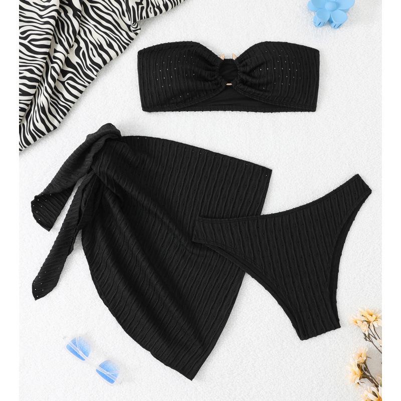 2026 Европейский и Американский Сексуальный Трехкомпонентный Бикини-Комплект Push-Up L чёрный