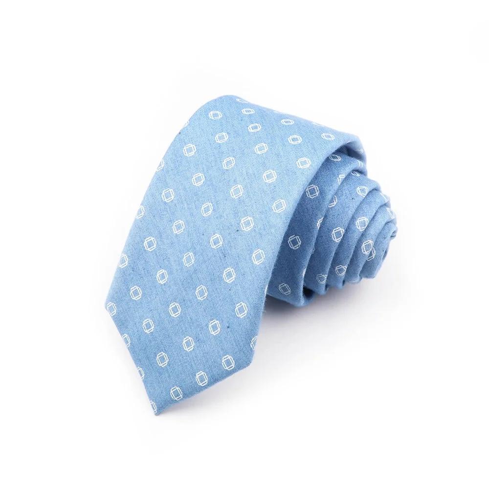 Cotton Tie, Blue, Denim Tie, For Men, Skull, Necktie, Wedding Party, Casual Slim Neckties,