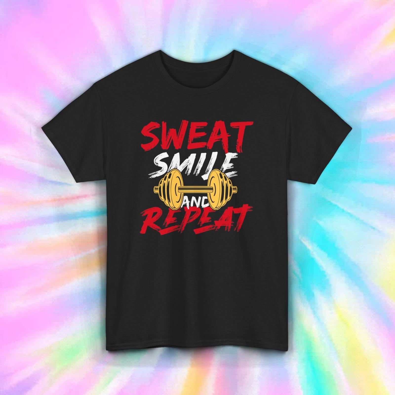 Sweat Smile and Repeat T-Shirt | Workout Fitness Gym Graphic | S-5XL S