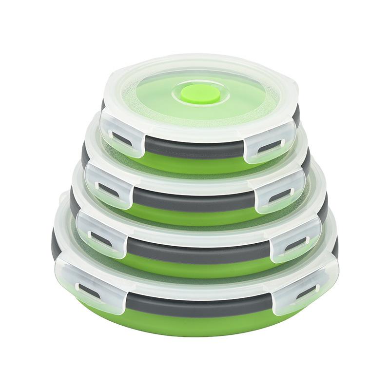 

Складной силиконовый ланч-бокс бенто - Портативный и пригодный для микроволновой печи набор для хранения для сохранения свежести 350ML