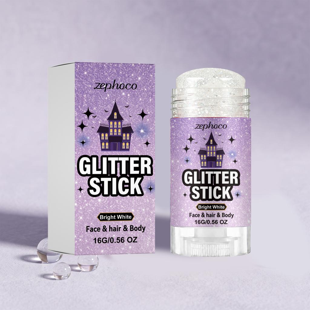 zephoco Halloween Shimmer Makeup Stick (Bright White) Full-body Sparkling Makeup, Delicate, Smooth, Natural, and Transparent