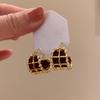 Gold-Plated Leather Square Hollow Out Ear Cuffs - Elegant High-End Design Earrings