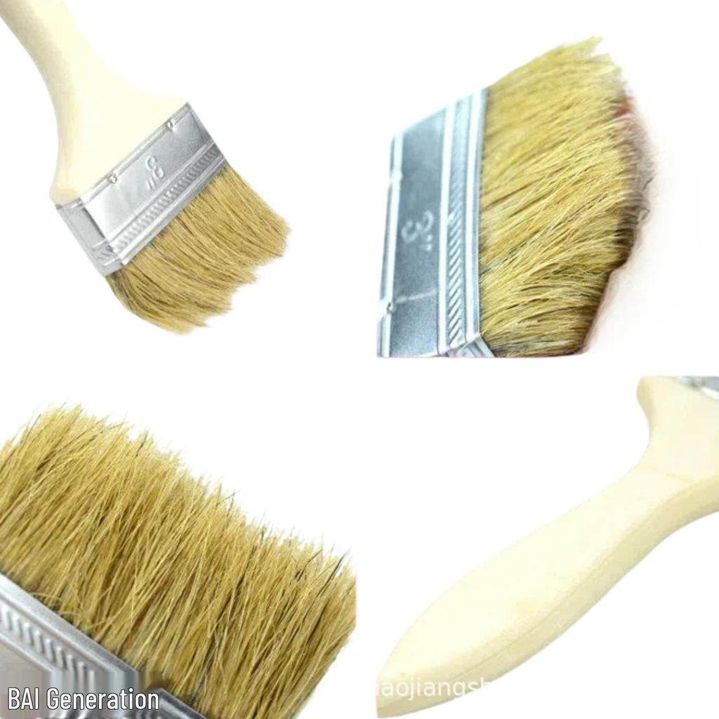 Hog Bristle Paint Brush Set: 1, 2, 3 Inch - for Household & Industrial Use