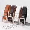 1Pc Women'S Belt Trendy Square Buckle Belt High End Soft Pu Leather Belt Paired With Skirt Work Pants Jeans Belt