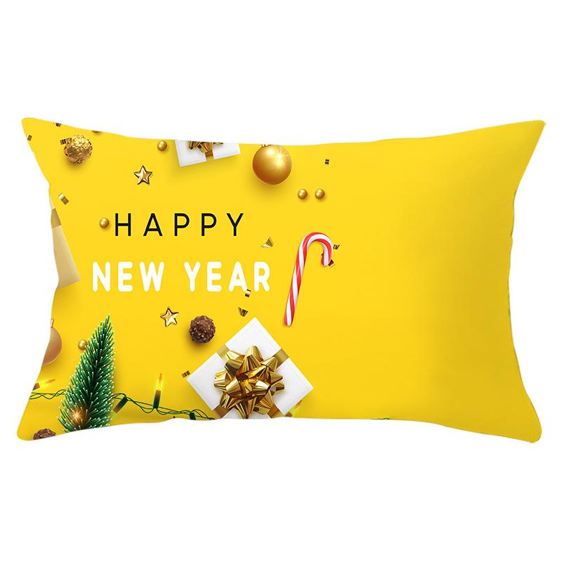 New Christmas Peach Skin Waist Pillowcase Gold Series Sofa Cushion Cover Bedside Pillow Cover