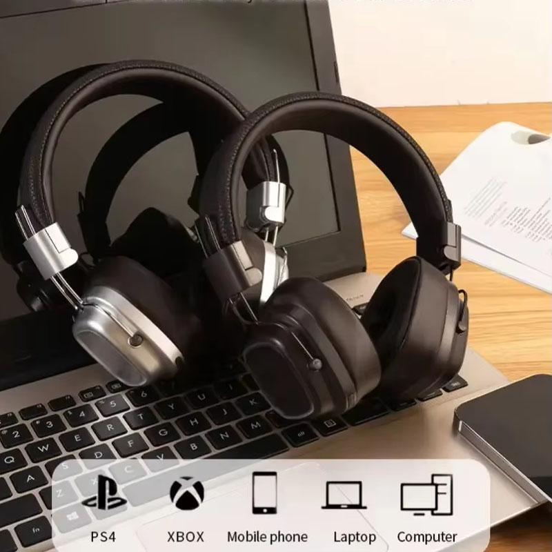 Retro Trendy Wireless Headphone Bluetooth 5.3 Long Battery Life Stereo Music Sport Foldable OverEar Headset with Noise Reduction RGB Light