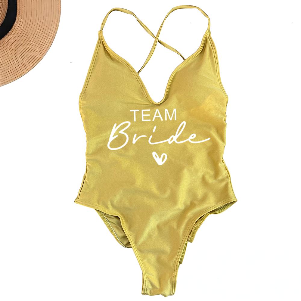 Sexy Padded One Piece Swimsuit Women Team Bride Swimwear Bikini Summer Bathing Suit Plus Size Beachwear Bachelorette Party Lady