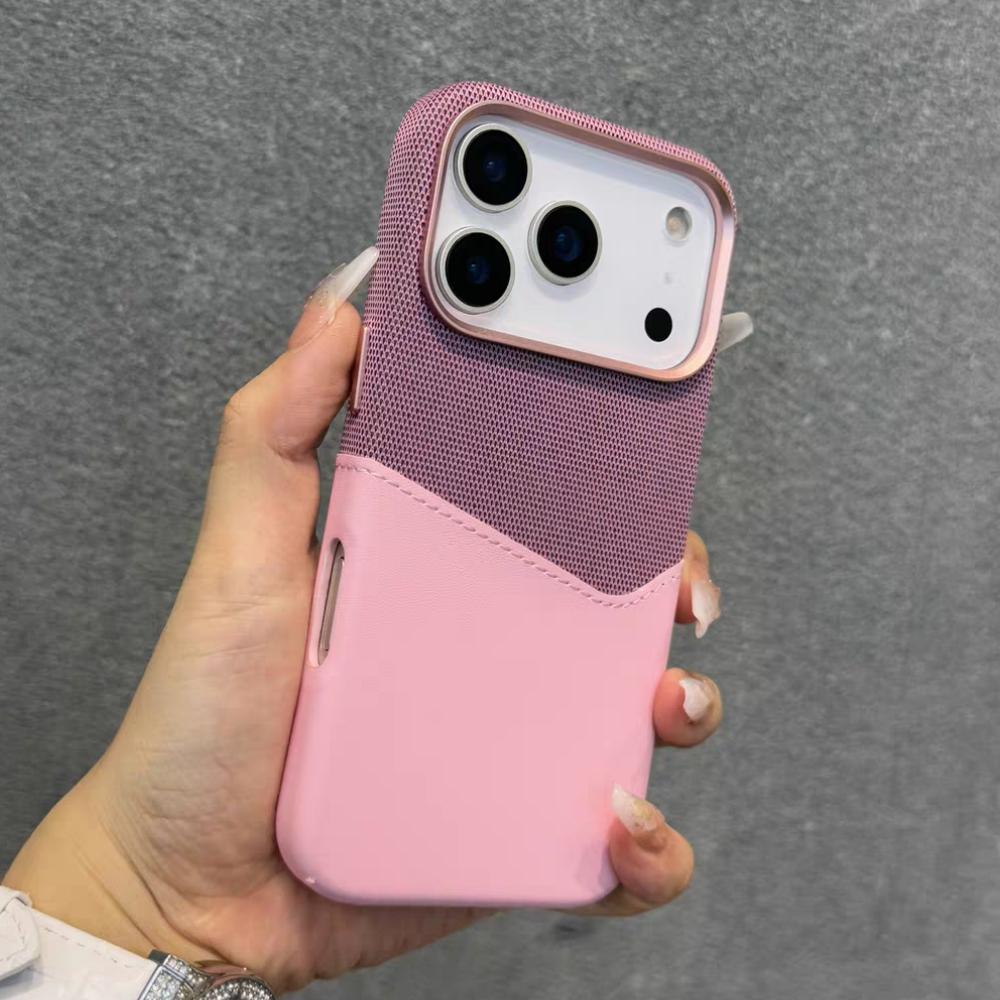 Leather and Fabric Splicing Texture Card Insertion Magnetic Case for iPhone 17 Pro Max Air 16 Plus 15 14 13 12 for Magsafe Cases