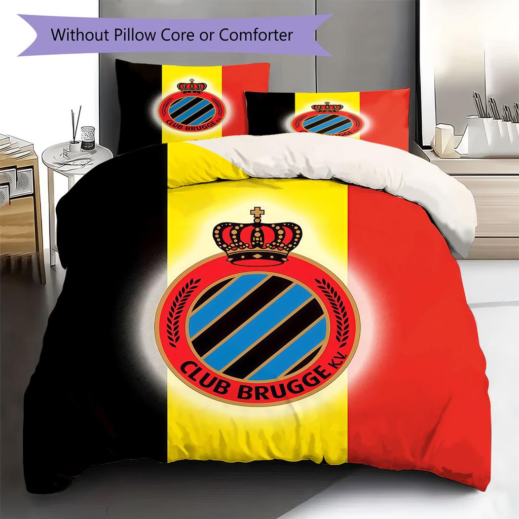 Club Brugge KV Pattern Bedding,Quilt Set Quilt Cover Pillowcase Home Birthday Gift(1 * Duvet Cover + 2 * Pillowcase, Without Core)