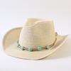 Popular sombrero de vaquero occidental clásico tejido de paja europeo y americano para hombres y mujeres, sombrero de copa tejido de moda para exteriores, estilo OL