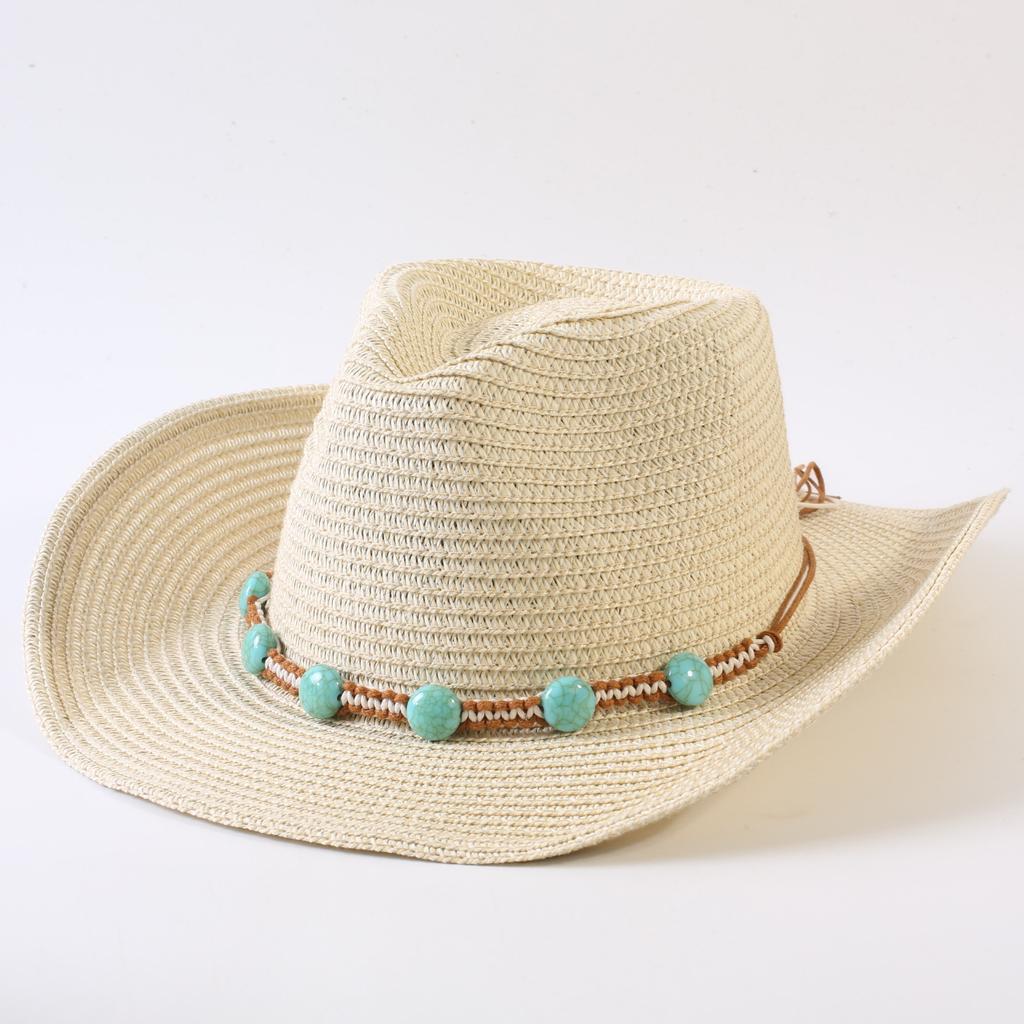 Popular sombrero de vaquero occidental clásico tejido de paja europeo y americano para hombres y mujeres, sombrero de copa tejido de moda para exteriores, estilo OL