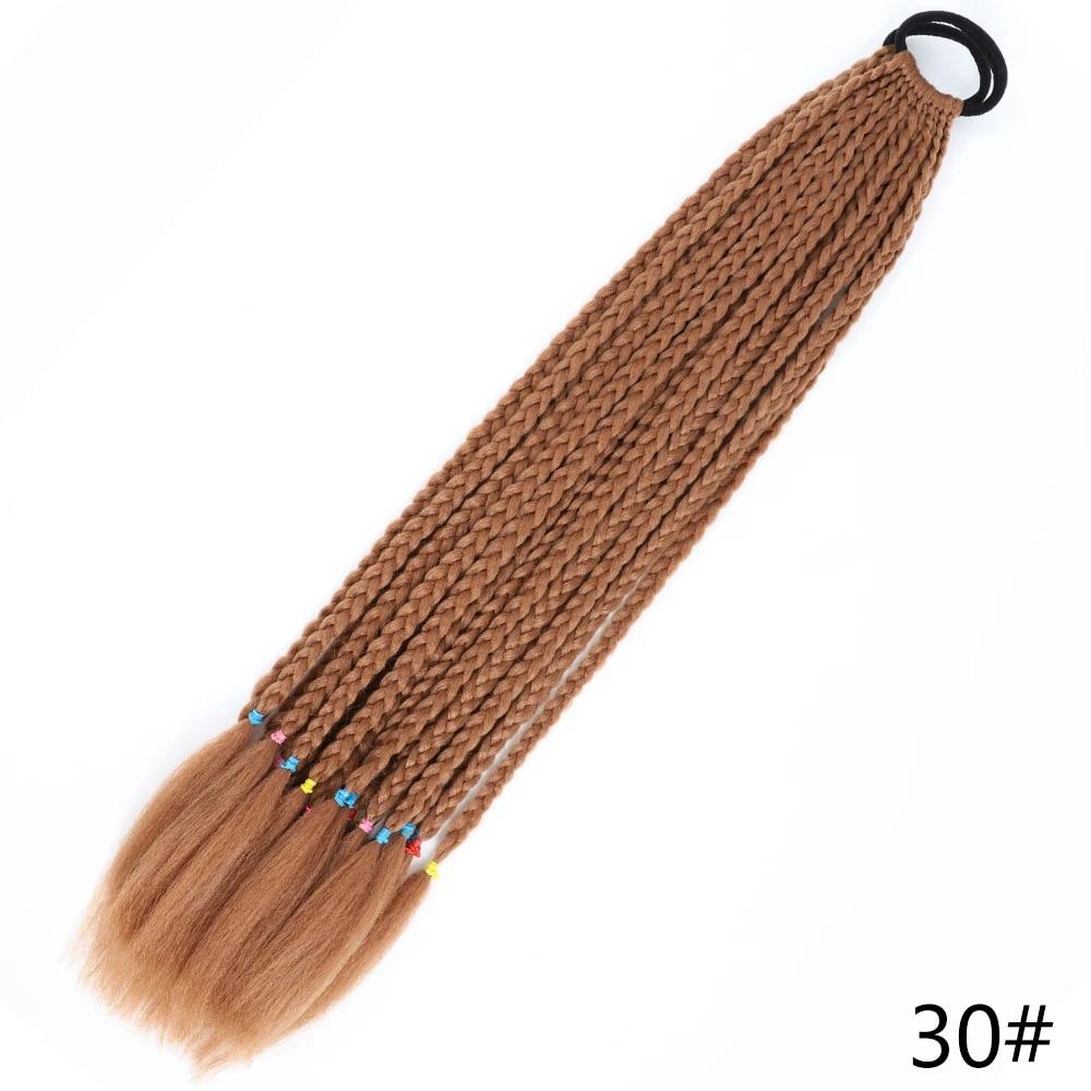 Synthetic Long Wig Colored Braided Ponytail Hair Extension Elastic Rubber Band Braiding Ponytail Hair Extensions For Girls