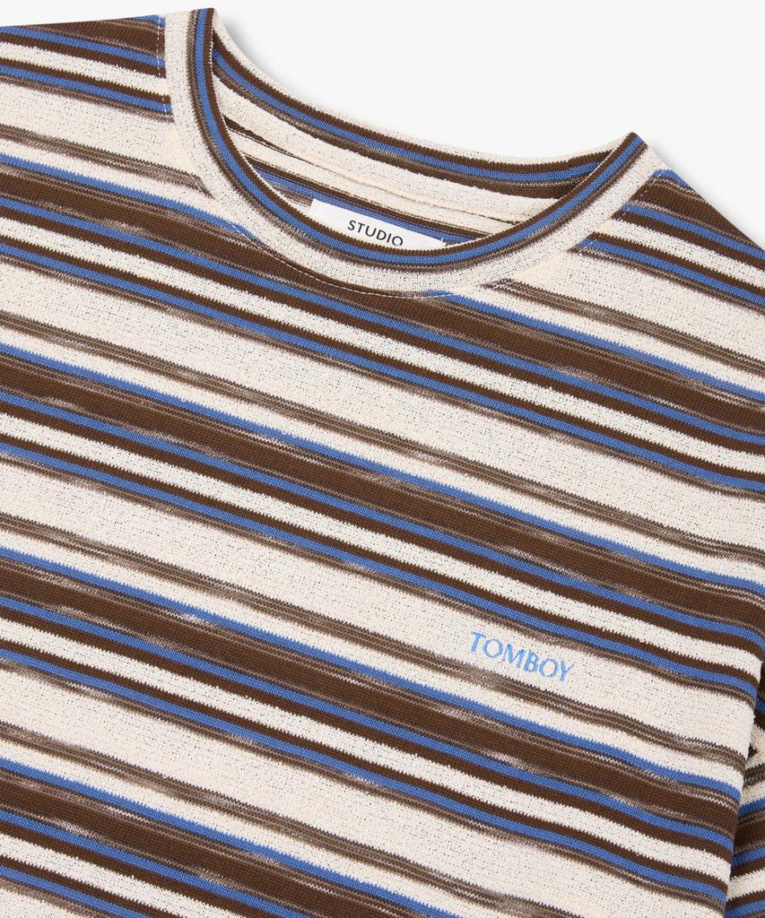 STUDIO TOMBOY [Men] Striped Crew Neck Short Sleeve T-Shirt_Brown 9156222317