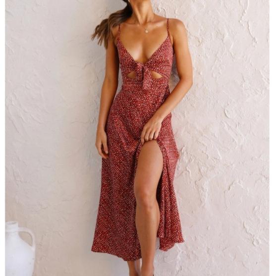 

Women s Spring/summer Small Floral Print Fresh Sweet Halter Dress XL помаранчевий