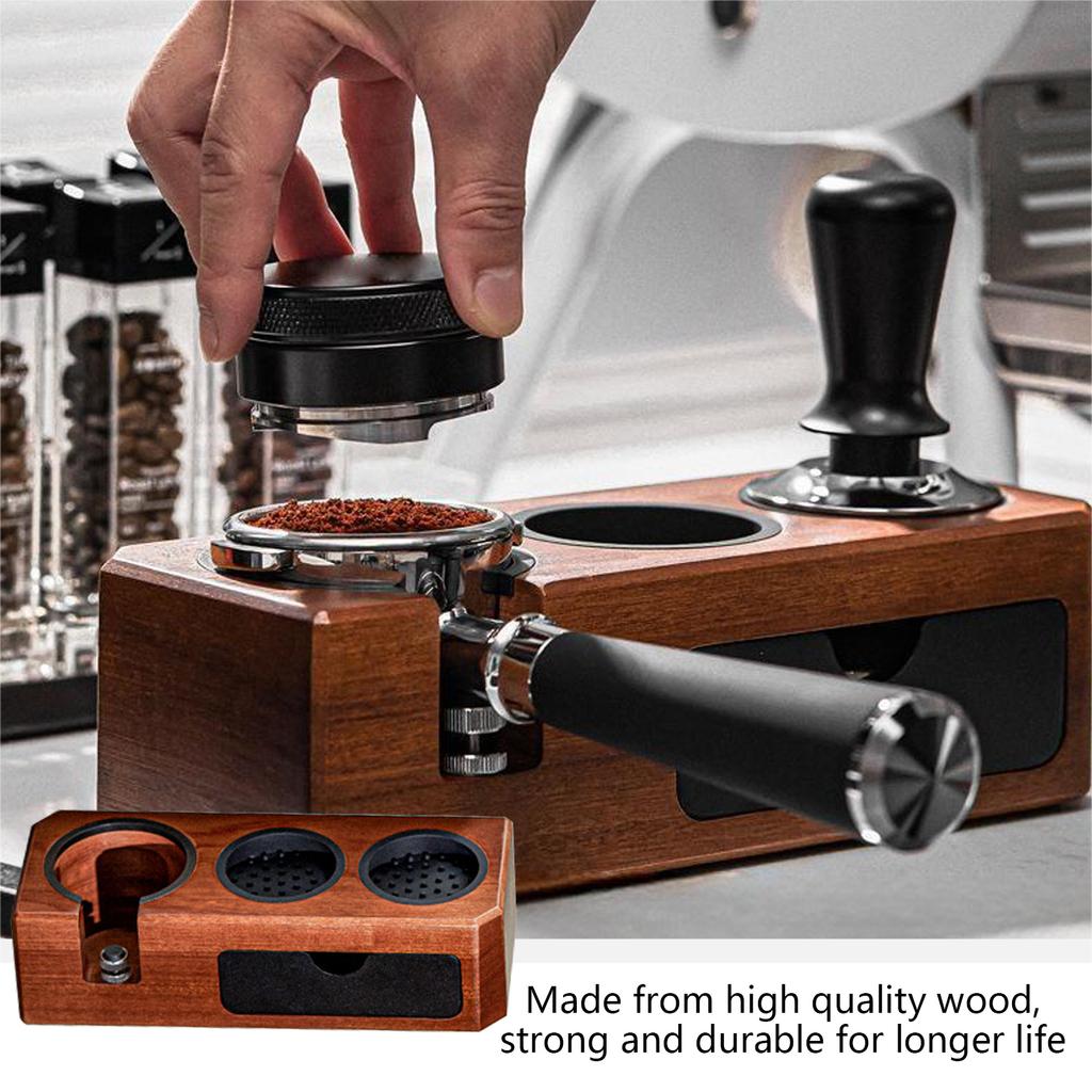 Holz Tamperstation mit Schublade Kaffee Werkzeug Kaffee Tamperstation Praktischer Tamping Ständer Geeignet für Verschiedene Orte