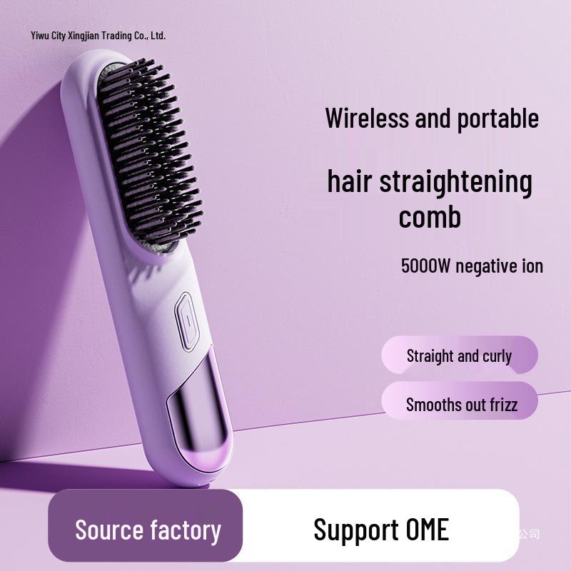 Mini Negative Ion Anti-scalding Hair Straightening Comb - Damage-Free Household Use, Rechargeable