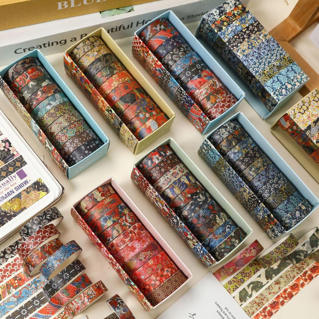 10 Rollen Kyoto Ukiyo-e Washi Tape Set Japanische Traditionelle Kunst Retro Welle Floralmuster Masking Tape für Tagebuch Album