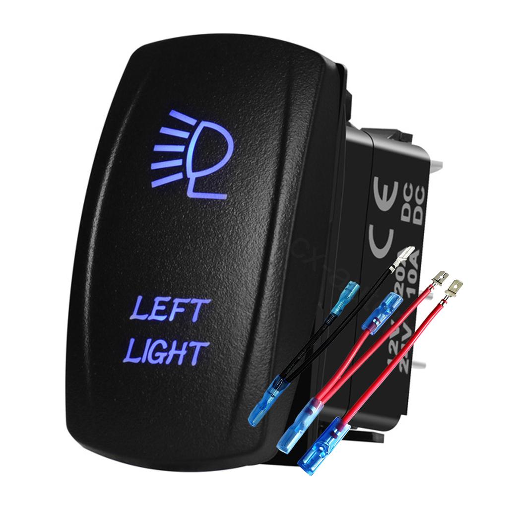 12V 24V Boat Trim Tabs Switch (ON)-OFF-(ON) Momentary Rocker Switch Waterproof Blue Light ON-OFF Toggle Switch With Harness Switches4