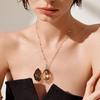 Eggs Opening Necklace Adorned By Miniature Person And Rainbow Horse Charm Vintage Copper Gold Coated Adjustable