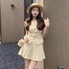 2025 Summer Women's High-End Socialite Style Pleated Skirt & Vest Set
